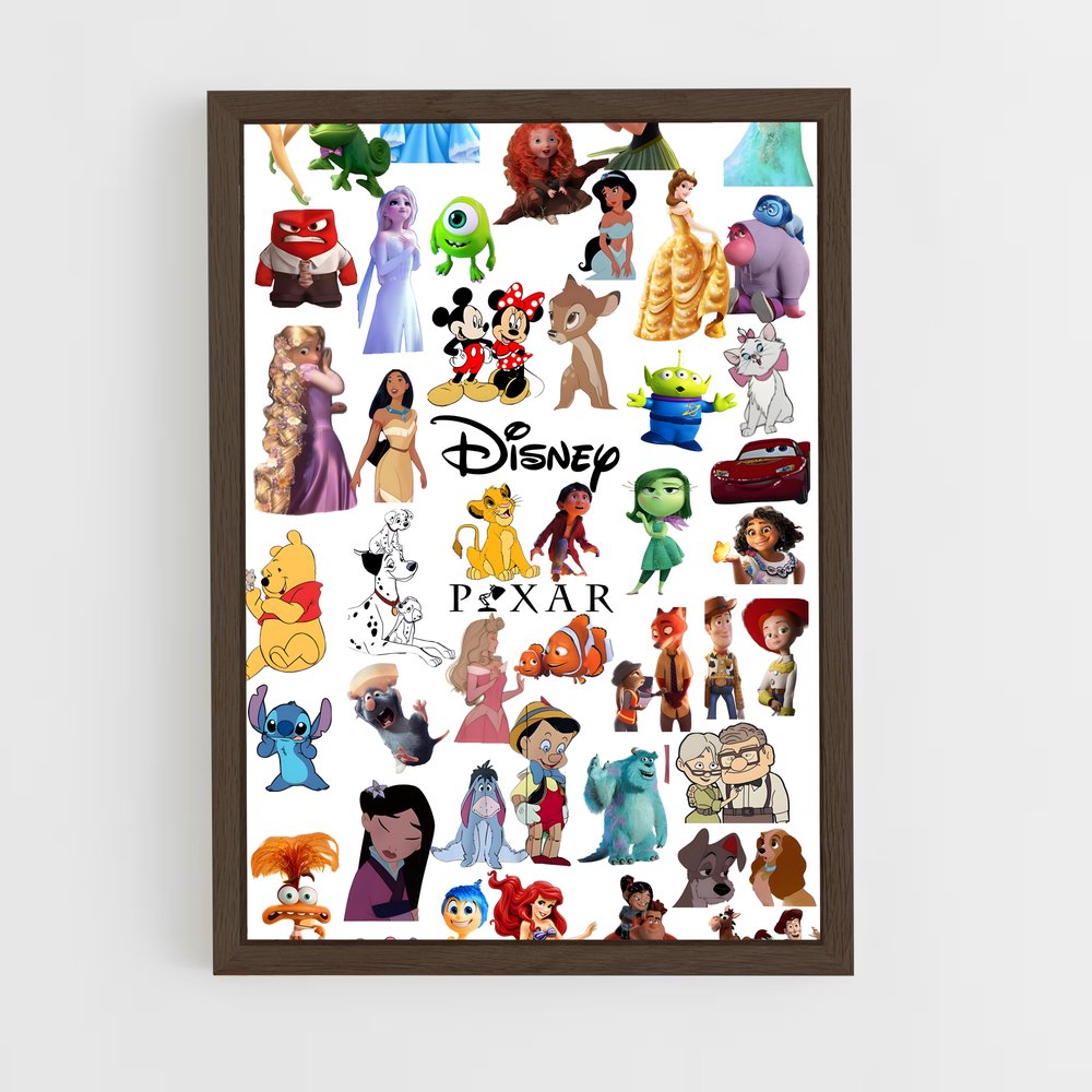 ap-disney characters-1 cadre Bois foncé