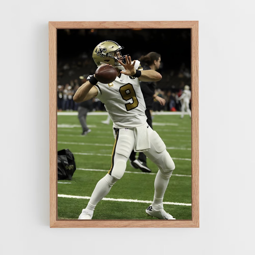 ap-drew brees-2 cadre Bois clair