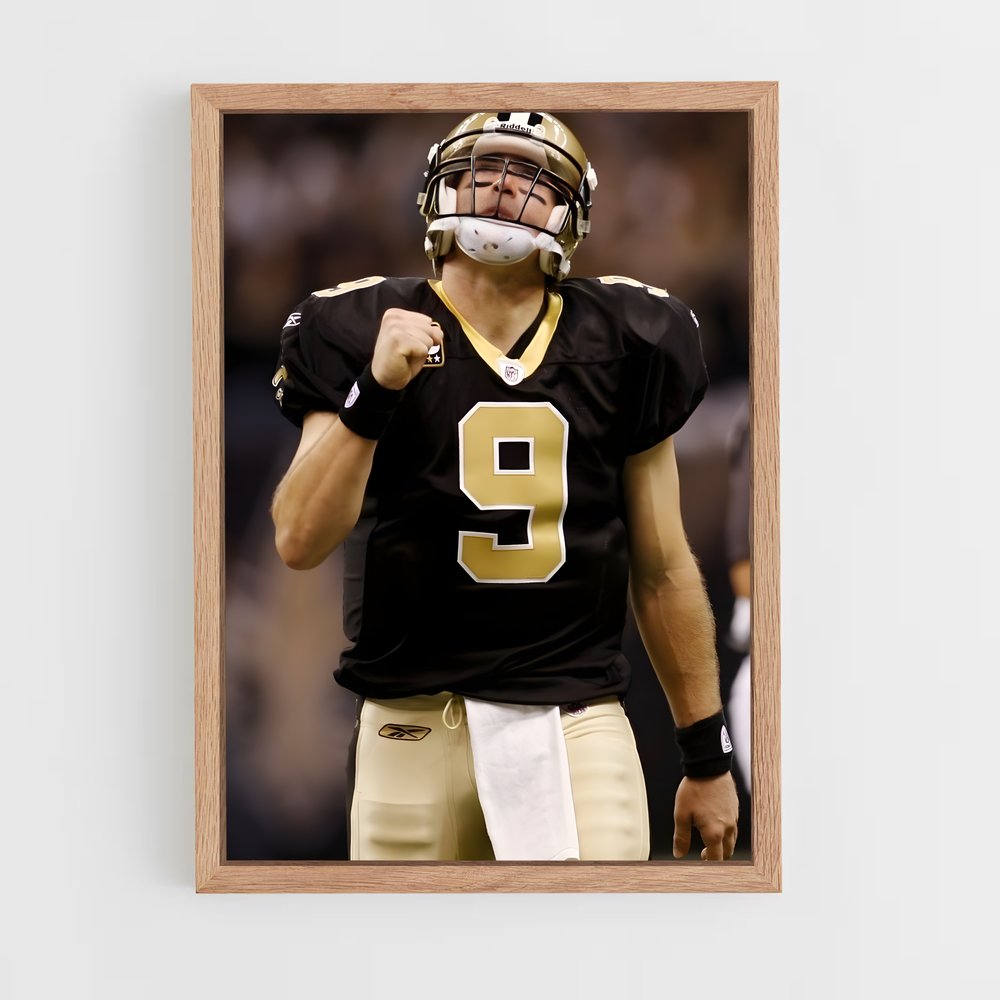 ap-drew brees-5 cadre Bois clair
