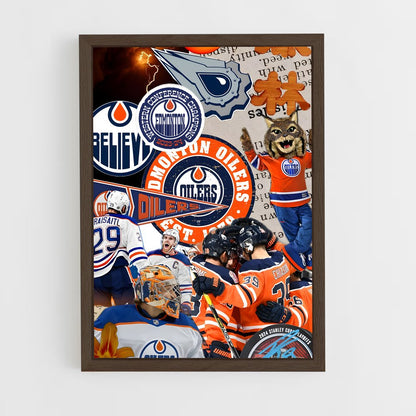 ap-edmonton oilers-3 cadre Bois foncé