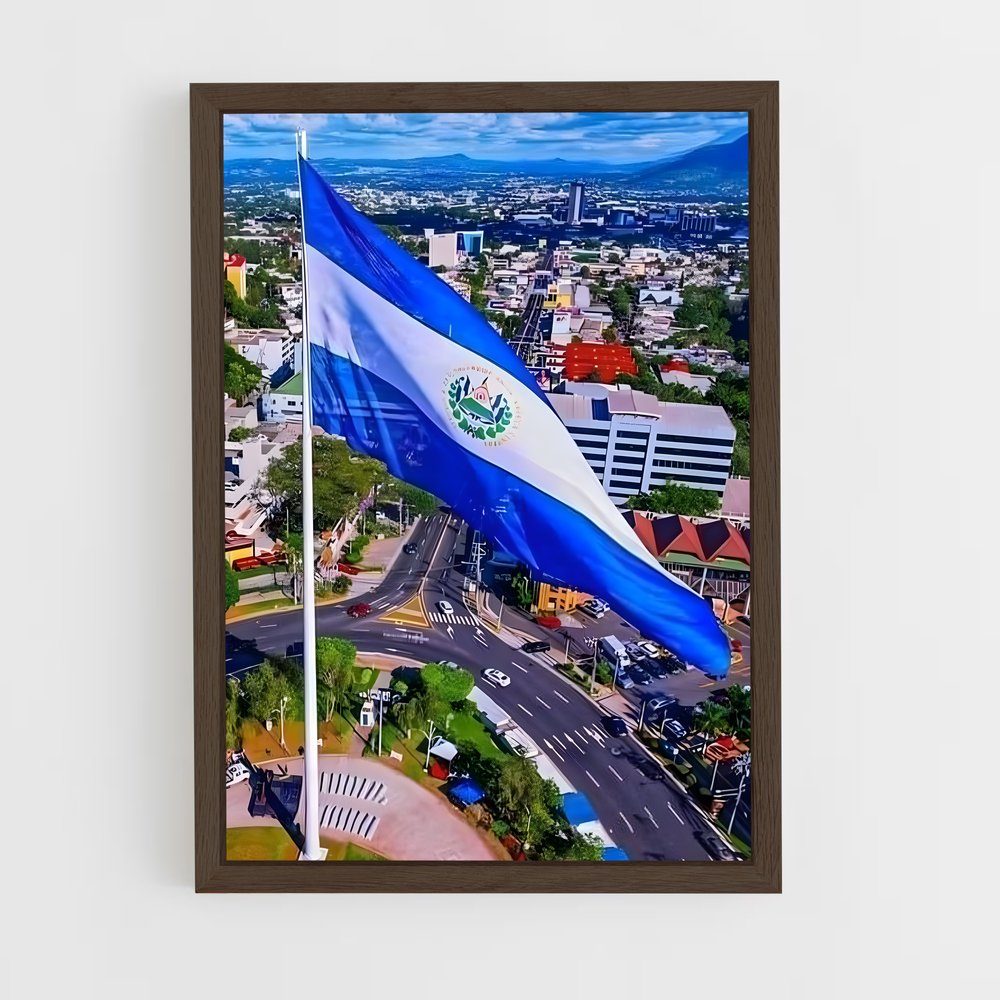 ap-el salvador flag-5 cadre Bois foncé