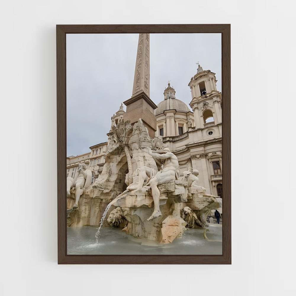 ap-fountain of four rivers bernini-4 cadre Bois foncé