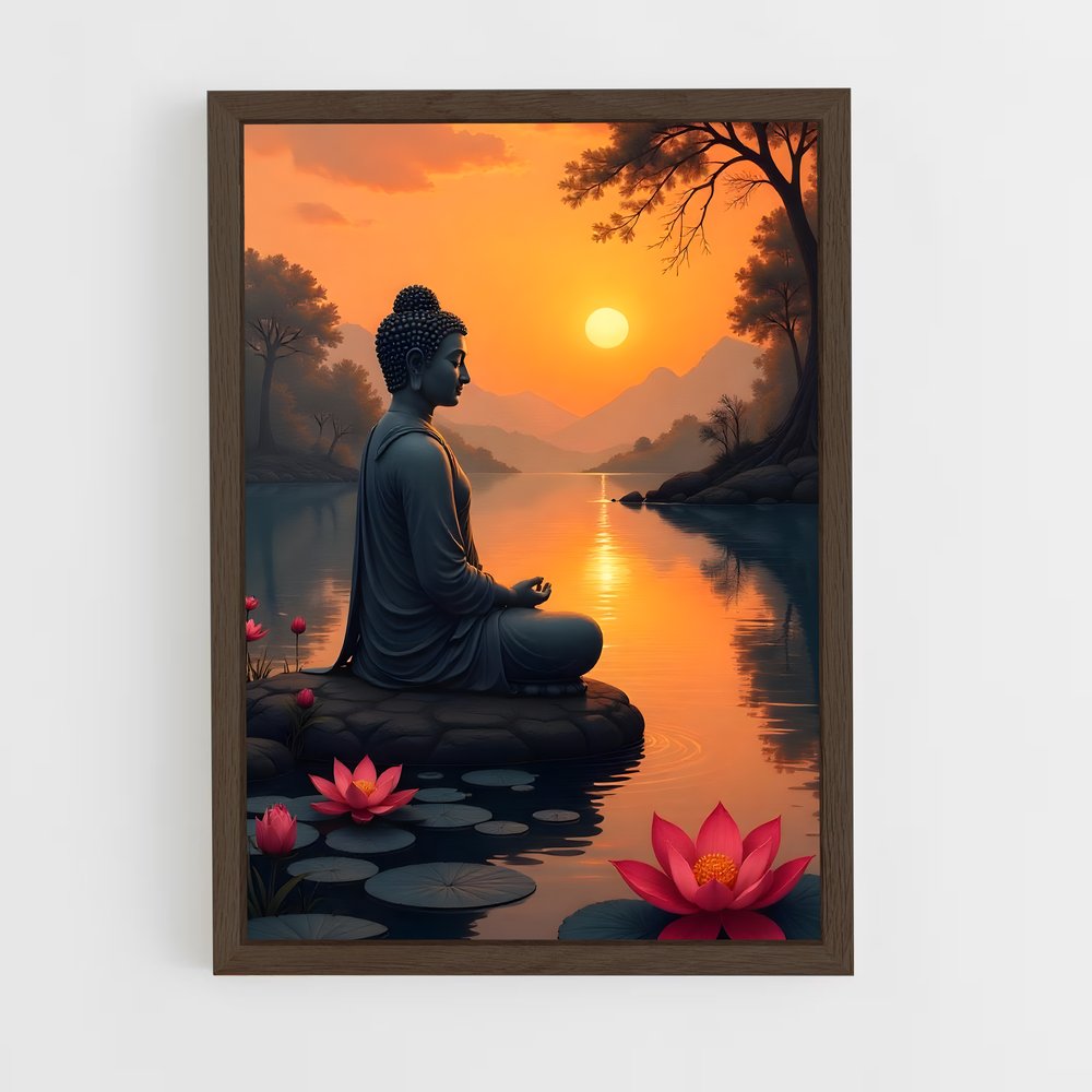 ap-gautama buddha-12 cadre Bois foncé