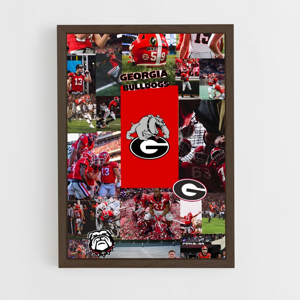 ap-georgia bulldogs-4 cadre Bois foncé