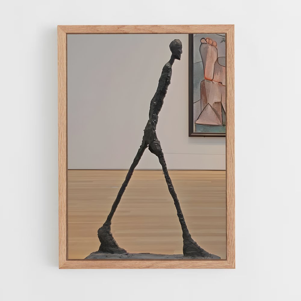 ap-giacometti walking man-2 cadre Bois clair