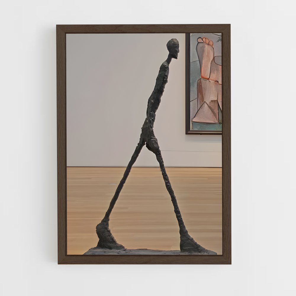 ap-giacometti walking man-2 cadre Bois foncé