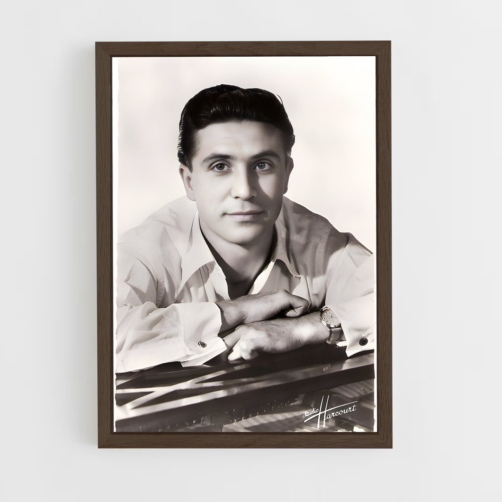 ap-gilbert becaud-3 cadre Bois foncé