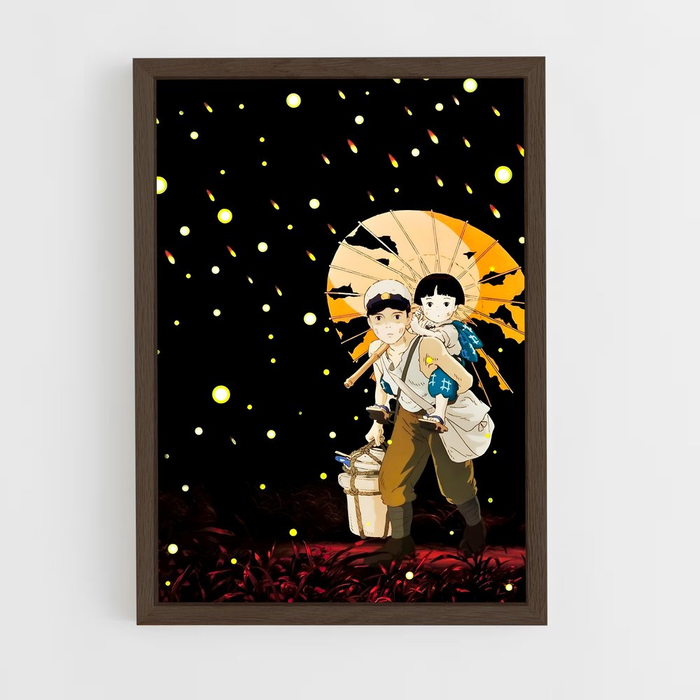 ap-grave of the fireflies-10 cadre Bois foncé