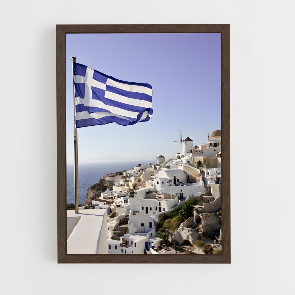 ap-greece flag-1 cadre Bois foncé