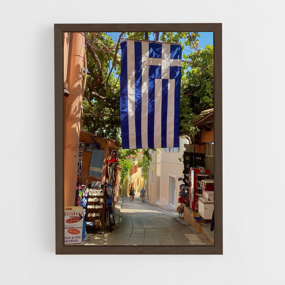 ap-greece flag-3 cadre Bois foncé