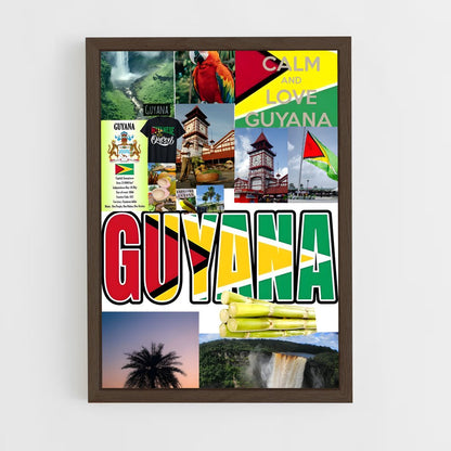 ap-guyana flag-2 cadre Bois foncé