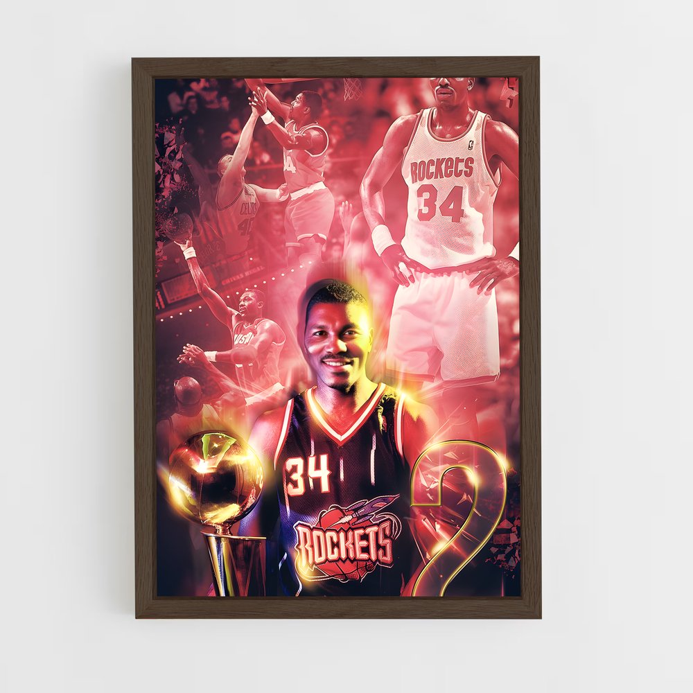 ap-hakeem olajuwon-9 cadre Bois foncé
