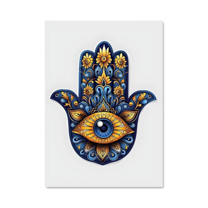 Poster Hamsa Éclat Bleu-Yellow