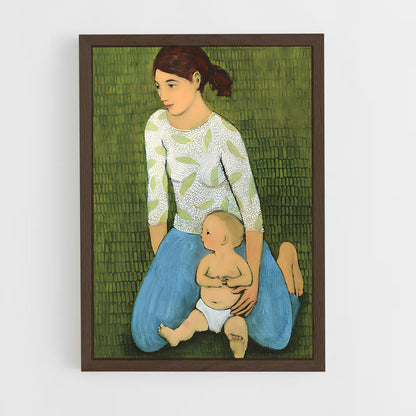 ap-hirst mother and child-2 cadre Bois foncé