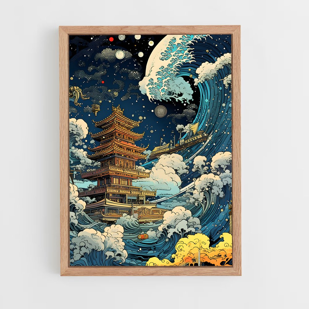 ap-hokusai-7 cadre Bois clair