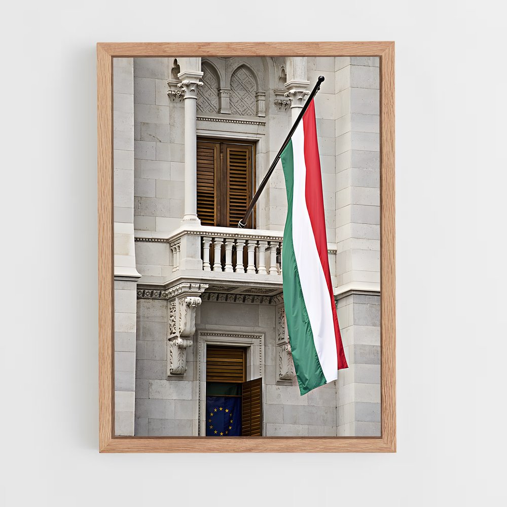 ap-hungary flag-1 cadre Bois clair