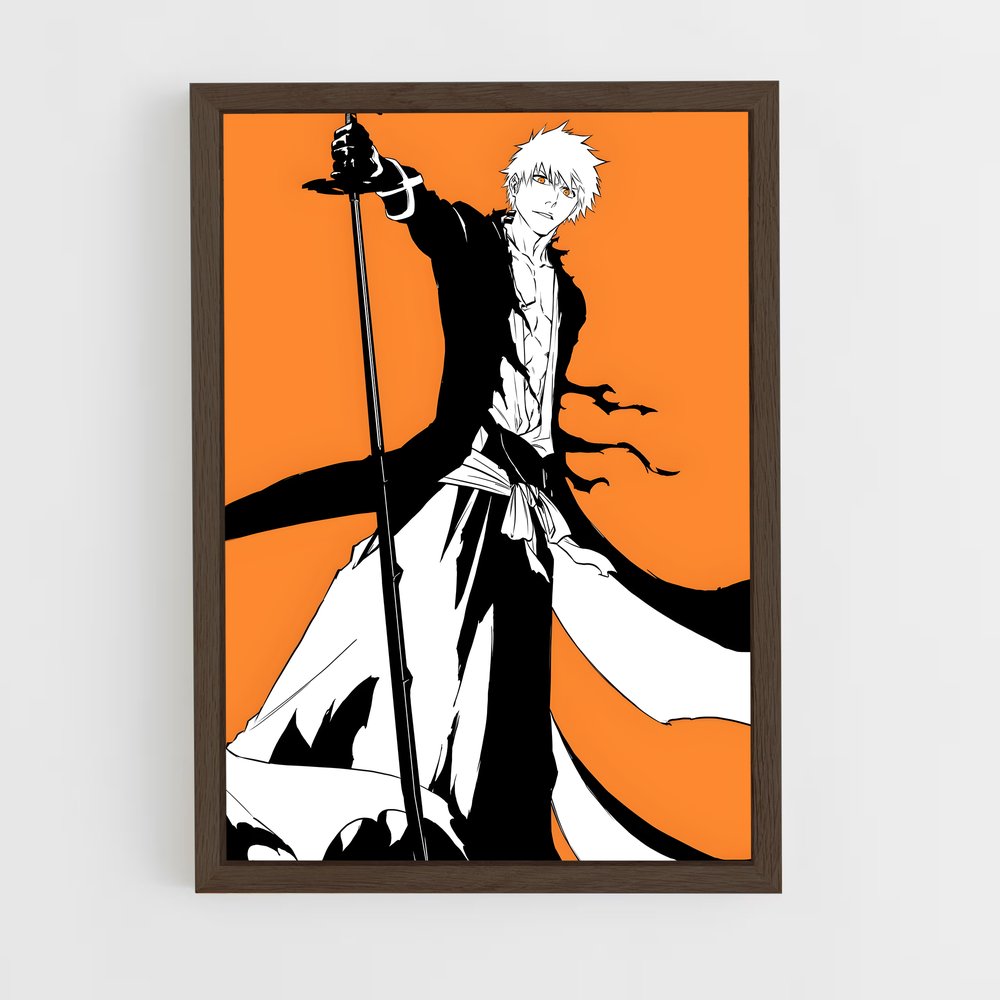 ap-ichigo kurosaki-5 cadre Bois foncé