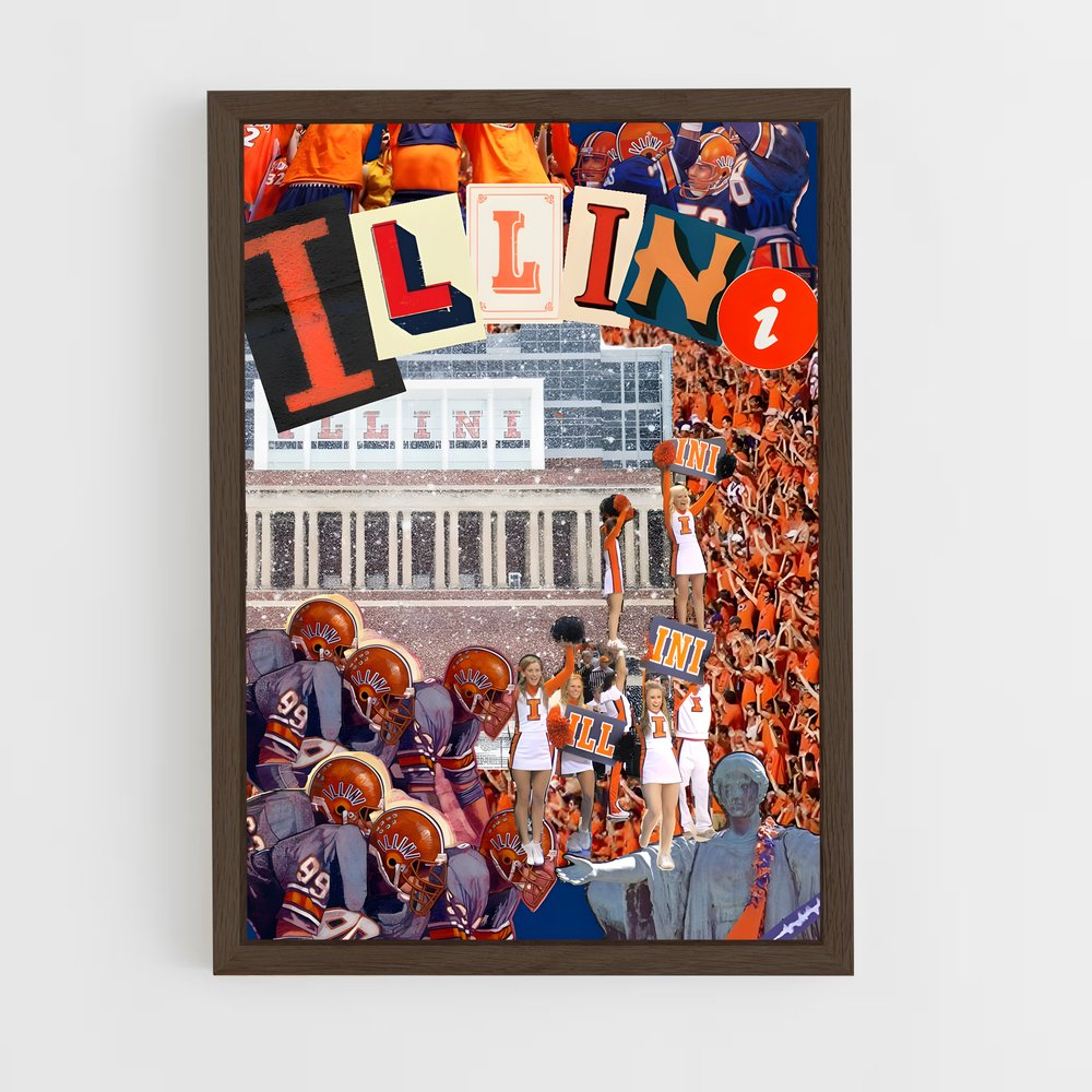 ap-illinois fighting illini-4 cadre Bois foncé