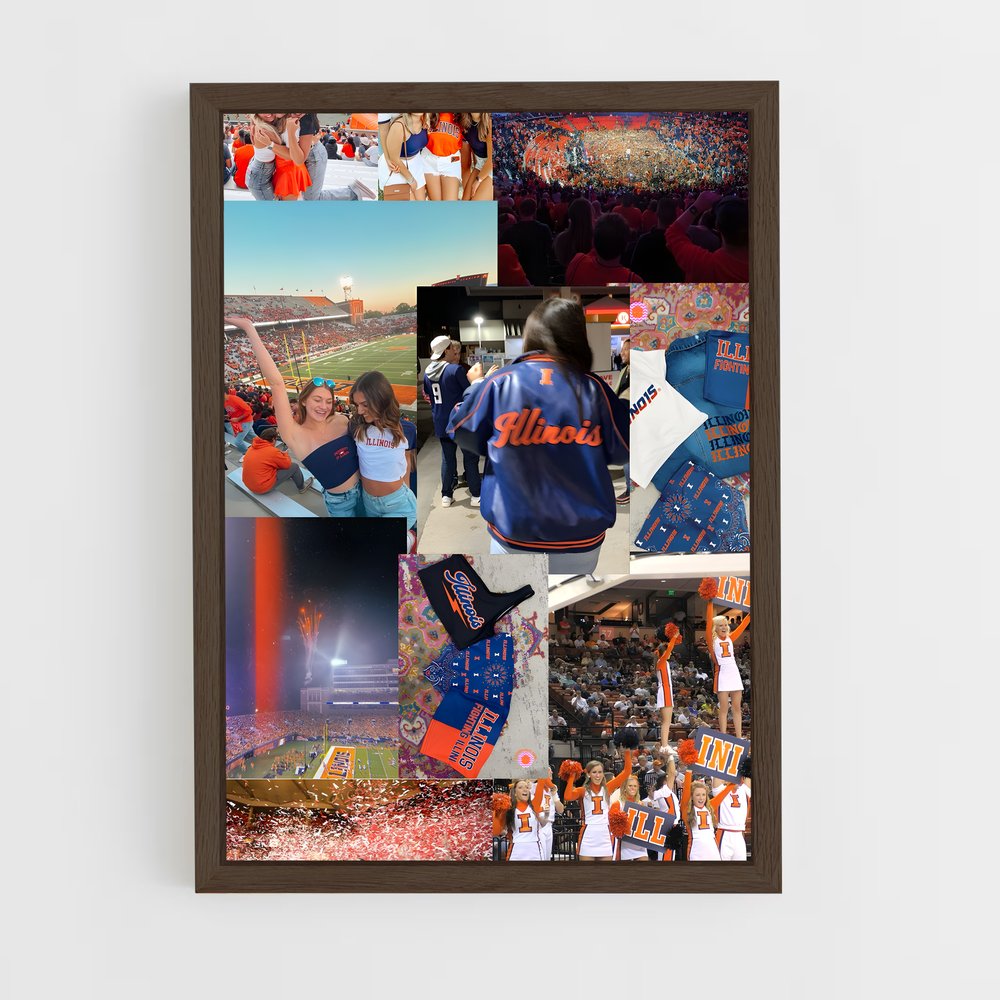 ap-illinois fighting illini-5 cadre Bois foncé