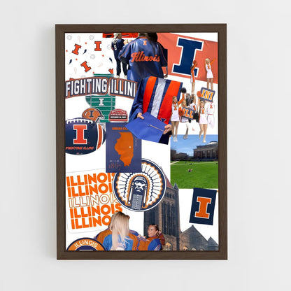 ap-illinois fighting illini-6 cadre Bois foncé