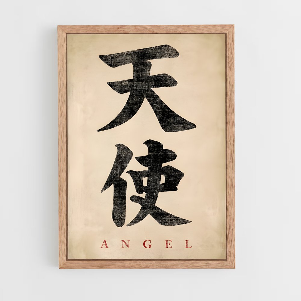 ap-japanese calligraphy-7 cadre Bois clair