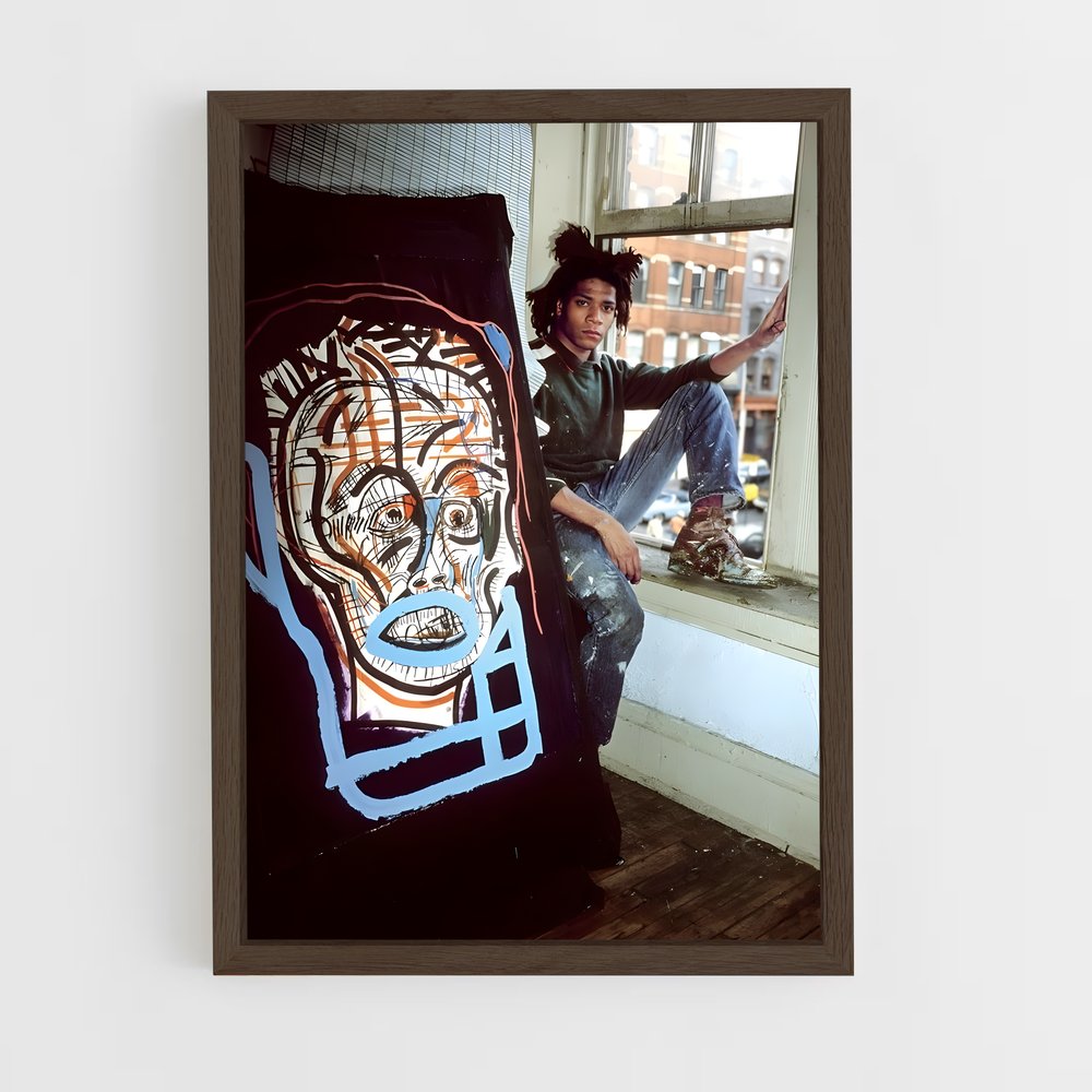 ap-jean-michel basquiat-4 cadre Bois foncé