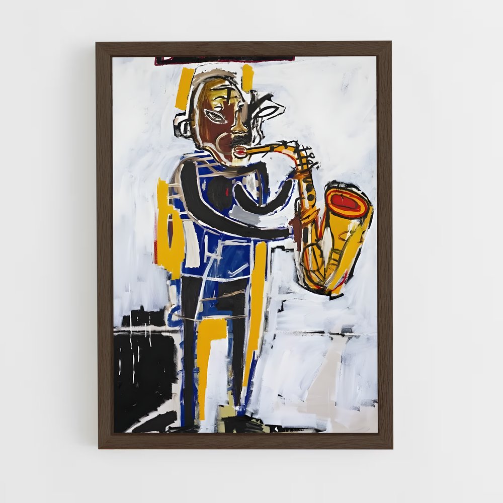 ap-jean-michel basquiat-5 cadre Bois foncé