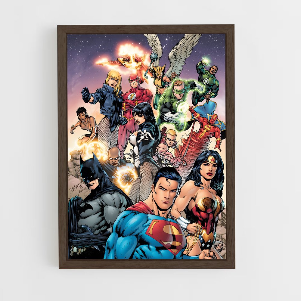 ap-justice league-3 cadre Bois foncé
