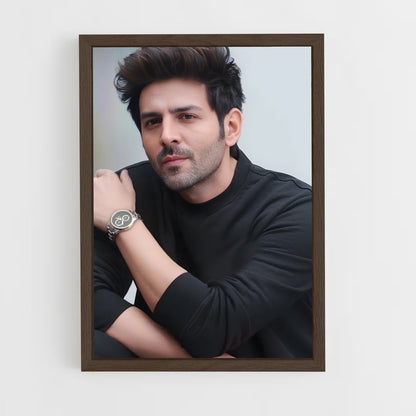 ap-kartik aaryan-2 cadre Bois foncé