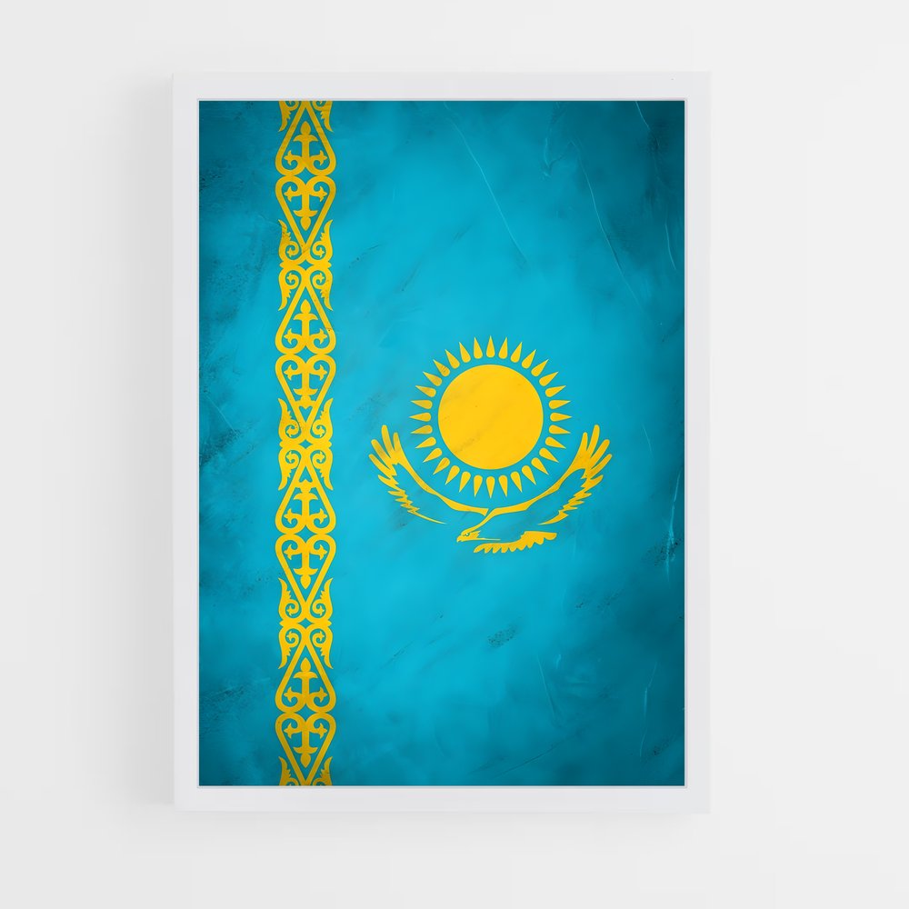 ap-kazakhstan flag-4 cadre Blanc