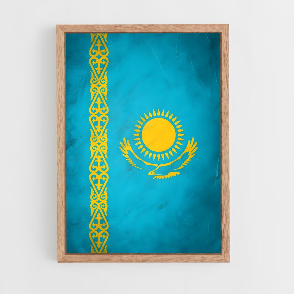 ap-kazakhstan flag-4 cadre Bois clair