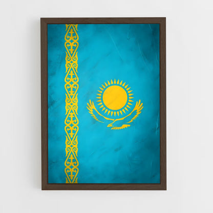 ap-kazakhstan flag-4 cadre Bois foncé