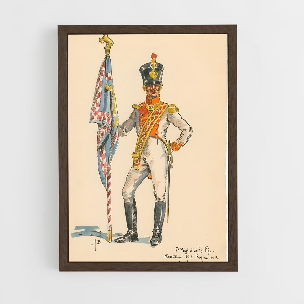 ap-kingdom of naples flag-1 cadre Bois foncé