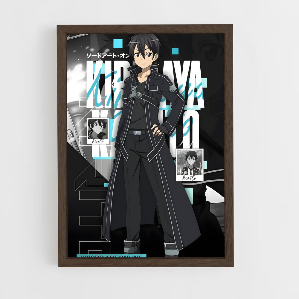 ap-kirito kazuto-16 cadre Bois foncé
