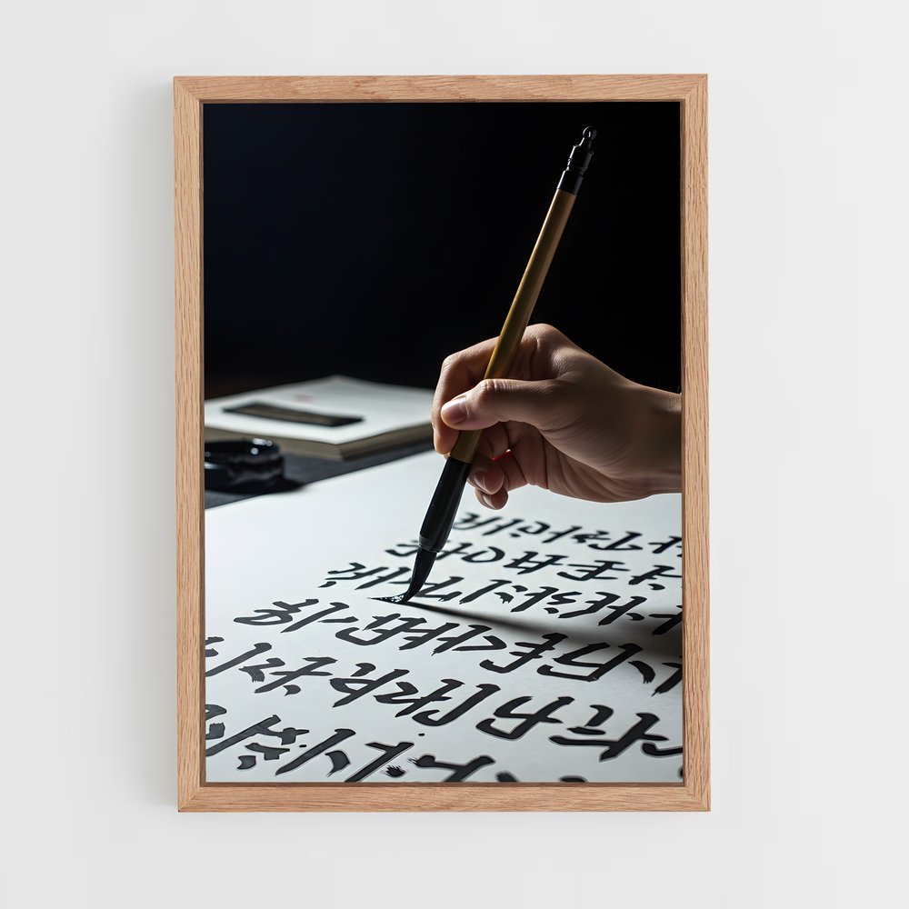 ap-korean calligraphy-2 cadre Bois clair