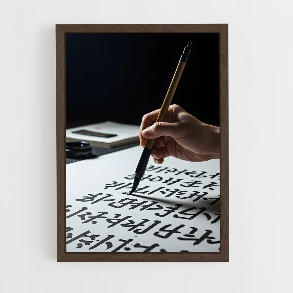 ap-korean calligraphy-2 cadre Bois foncé