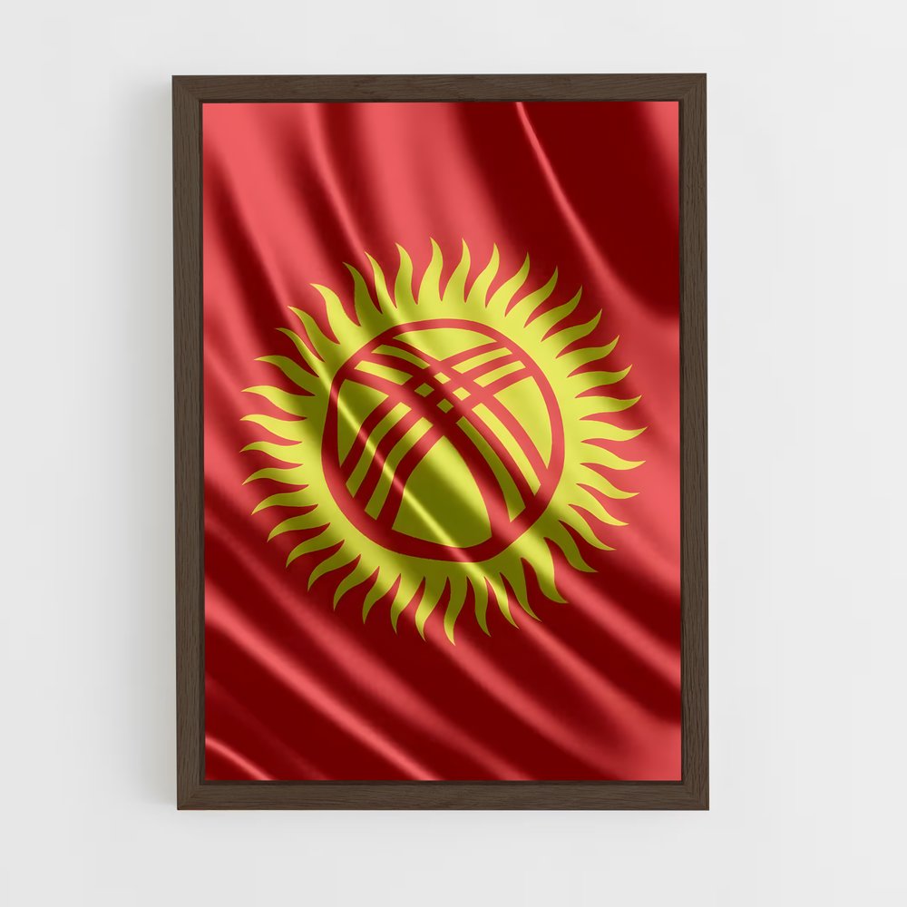 ap-kyrgyzstan flag-1 cadre Bois foncé