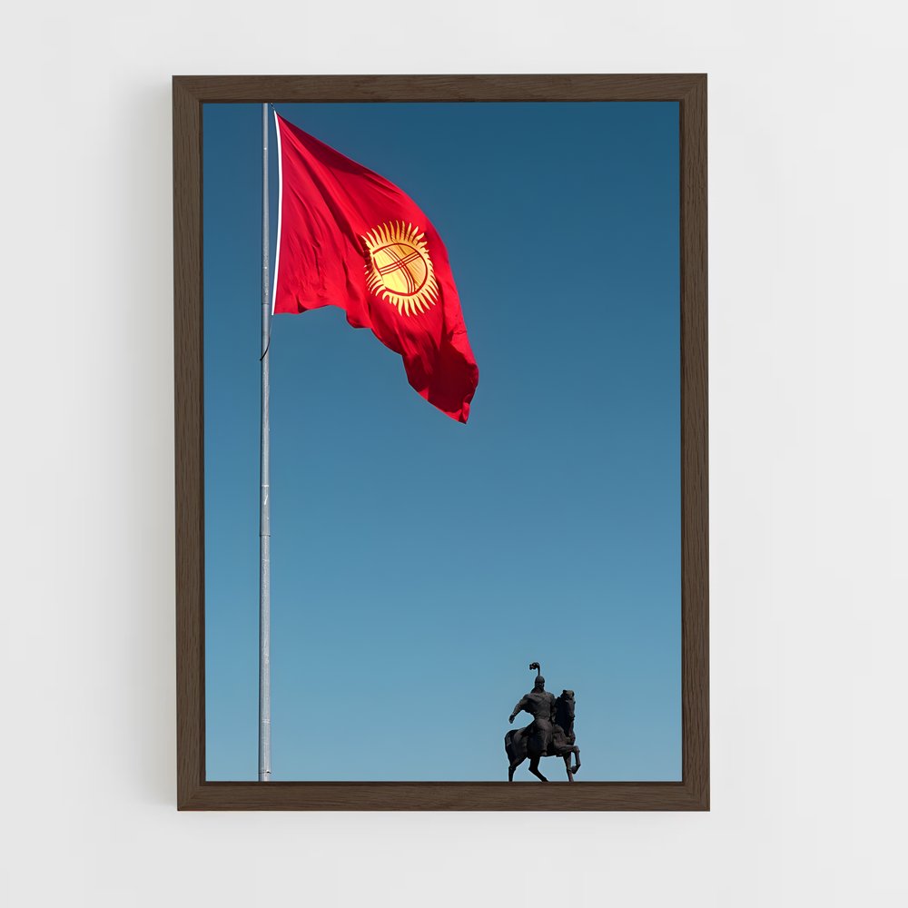 ap-kyrgyzstan flag-2 cadre Bois foncé