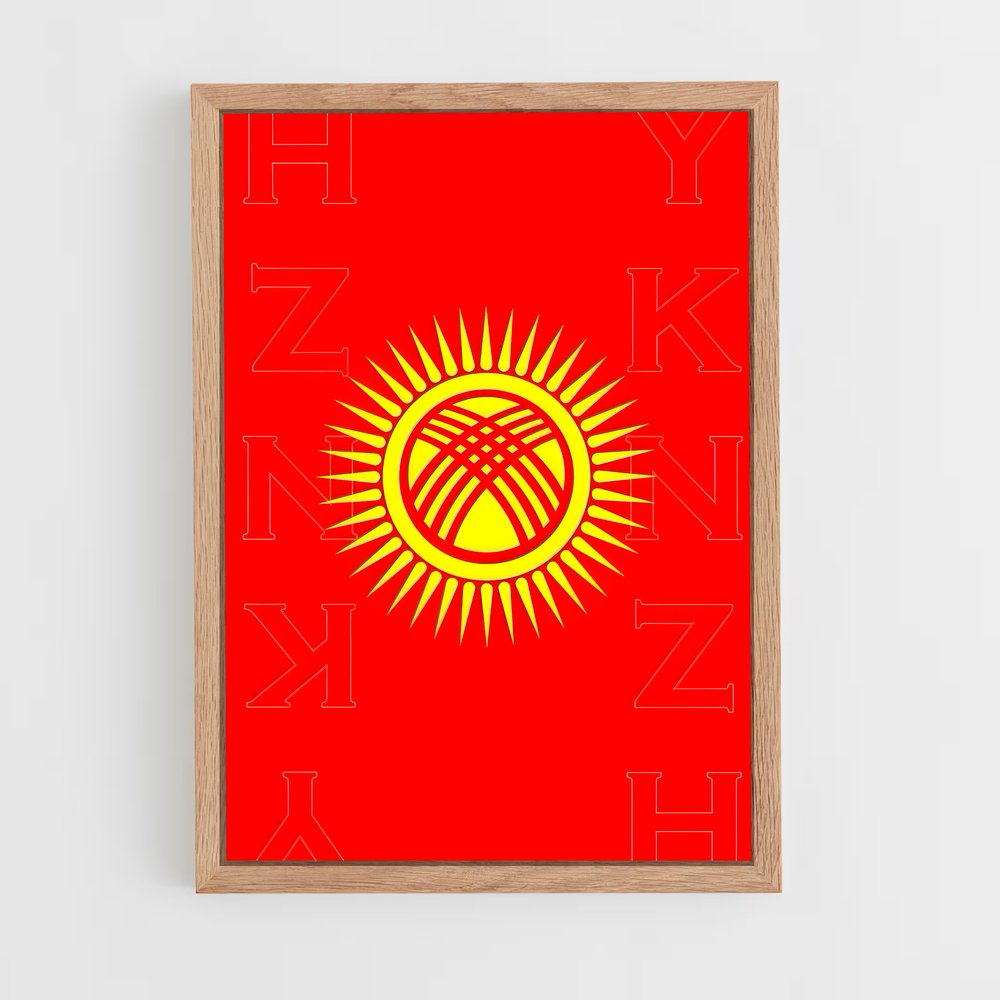 ap-kyrgyzstan flag-3 cadre Bois clair