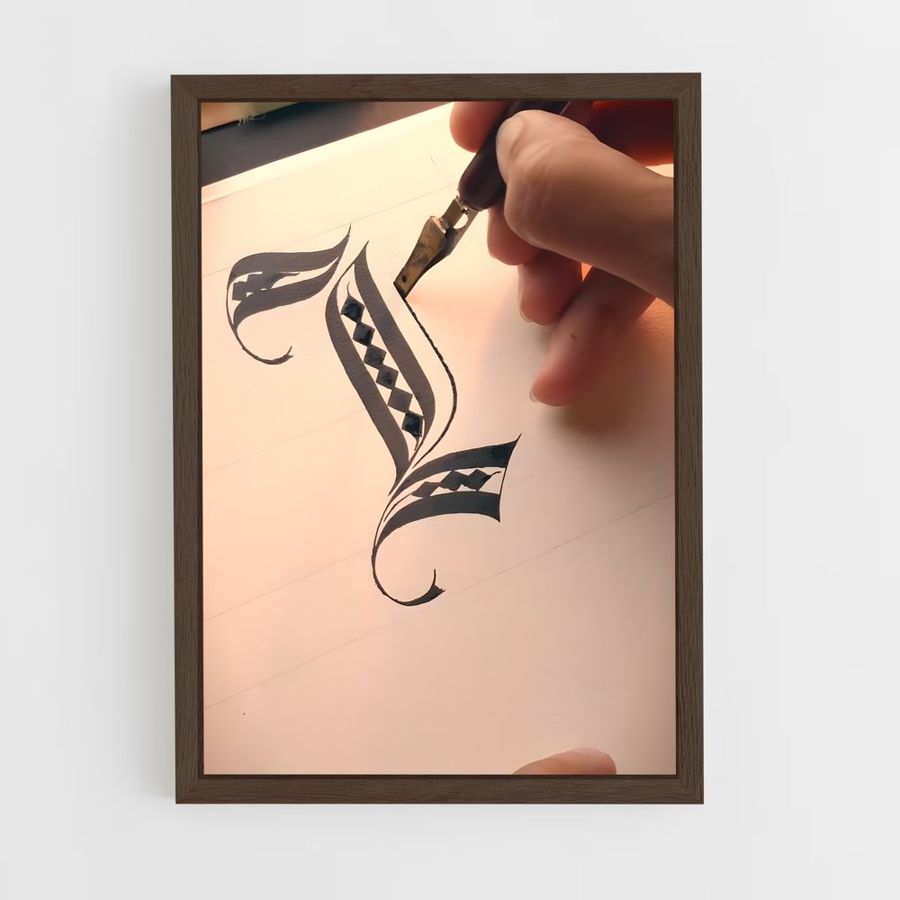 ap-latin calligraphy-2 cadre Bois foncé