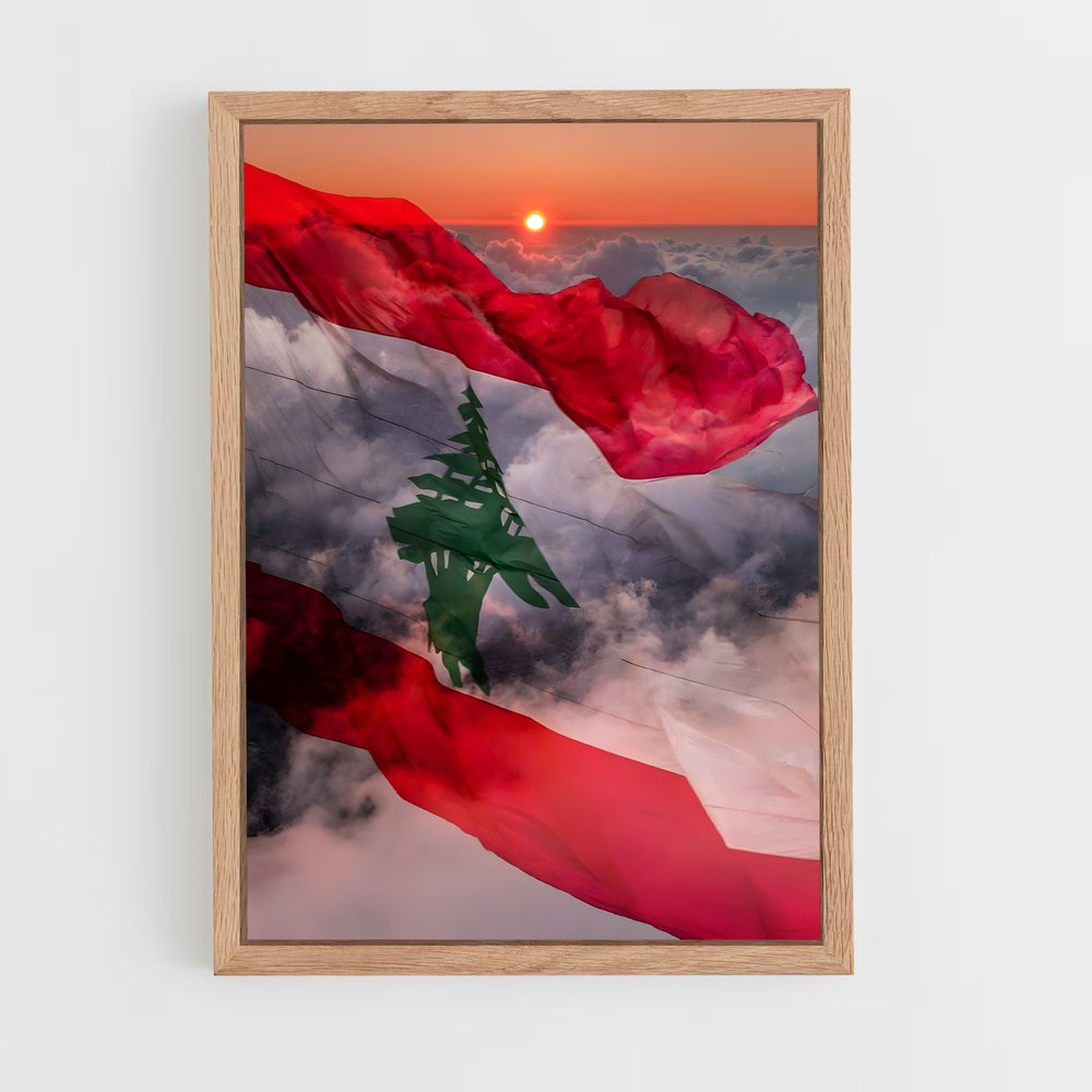 ap-lebanon flag-1 cadre Bois clair