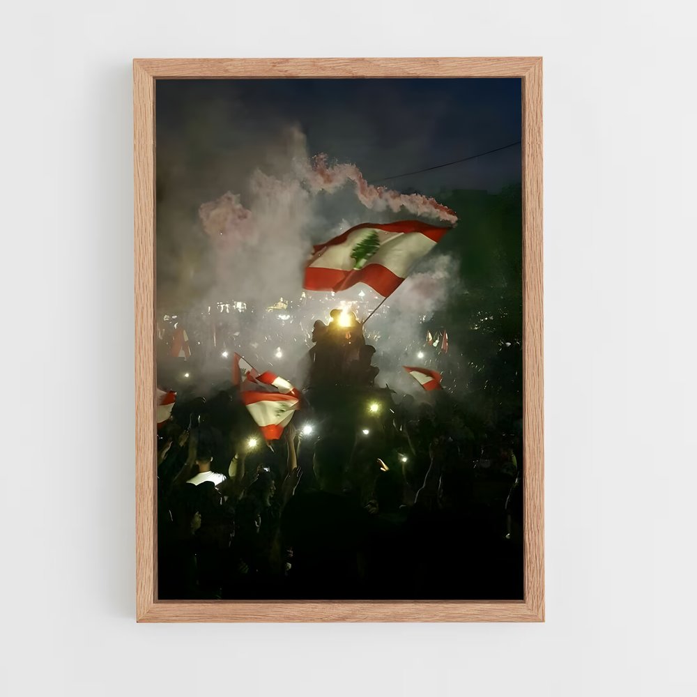ap-lebanon flag-3 cadre Bois clair