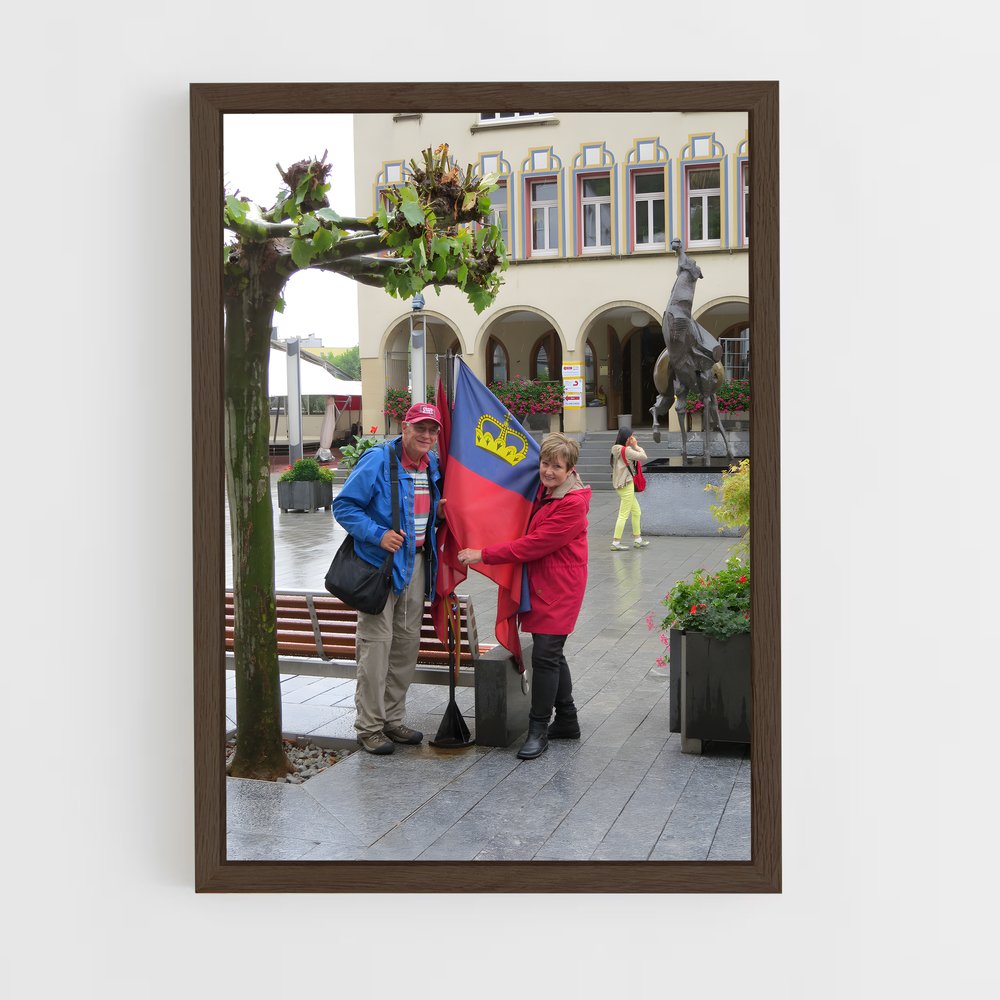 ap-liechtenstein flag-2 cadre Bois foncé