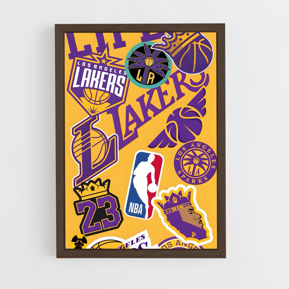 ap-los angeles lakers-2 cadre Bois foncé