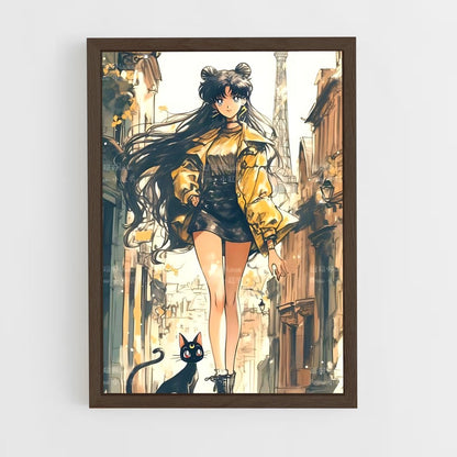ap-luna sailor moon-2 cadre Bois foncé