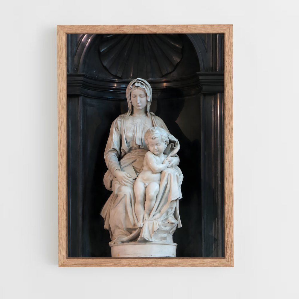 ap-madonna and child michelangelo-1 cadre Bois clair