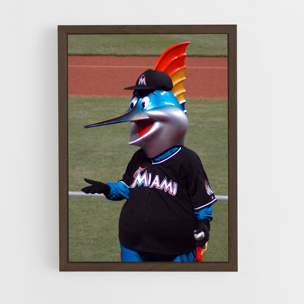 ap-miami marlins-4 cadre Bois foncé