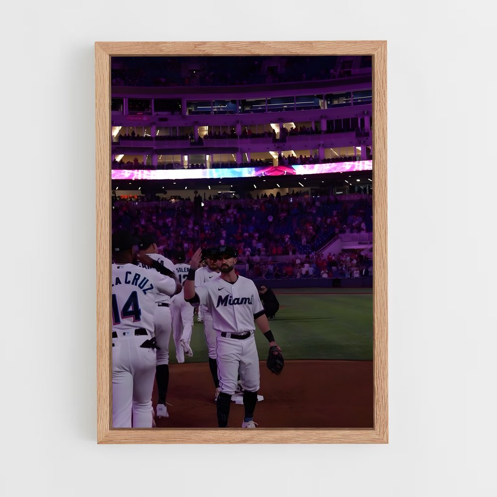 ap-miami marlins-5 cadre Bois clair