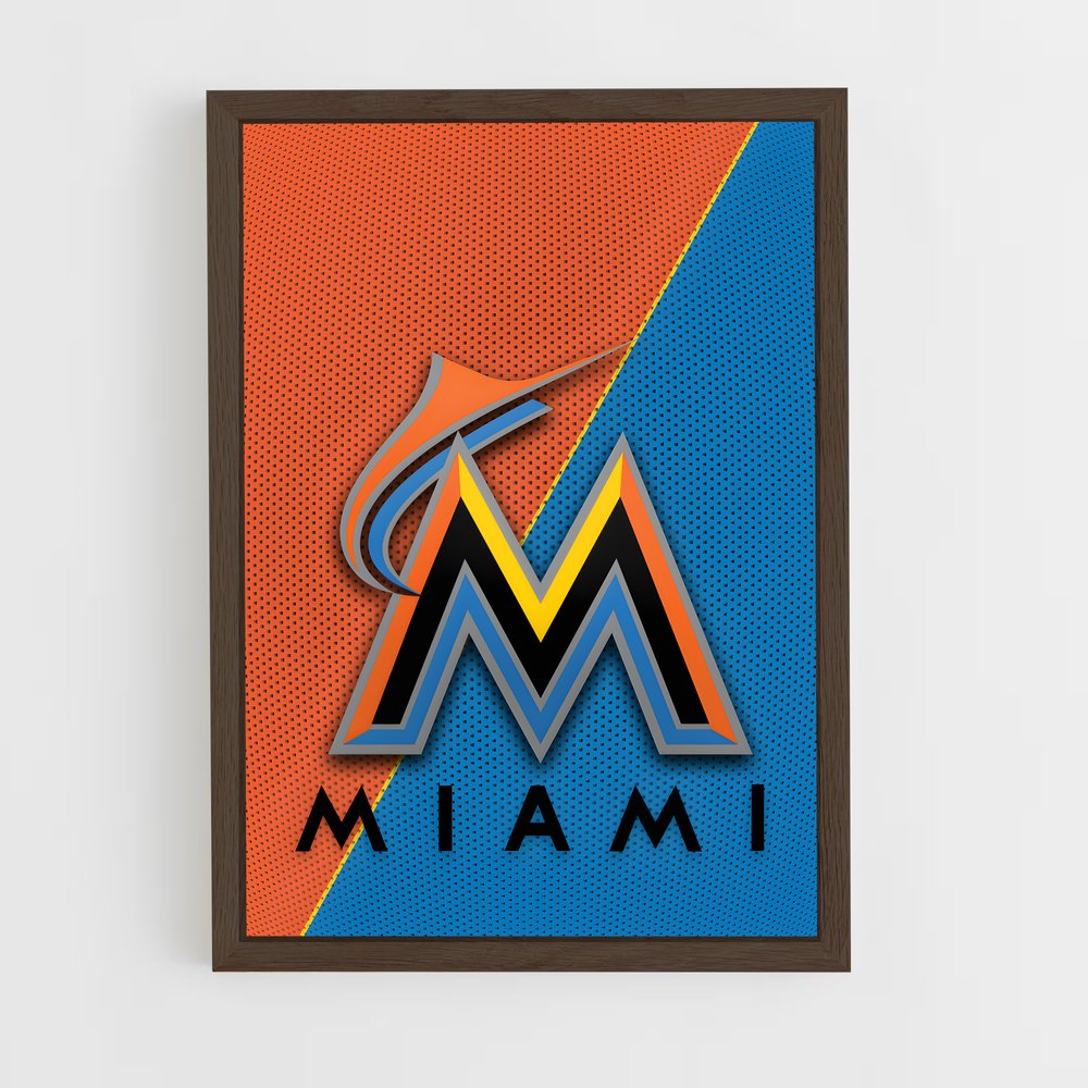 ap-miami marlins-8 cadre Bois foncé