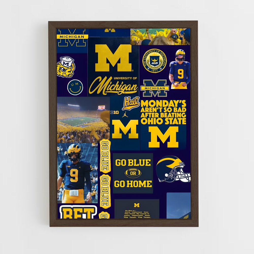 ap-michigan wolverines-6 cadre Bois foncé